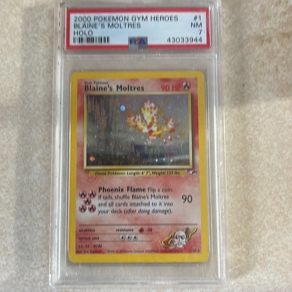 PSA 7 graded Blaine’s moltres Pokémon card